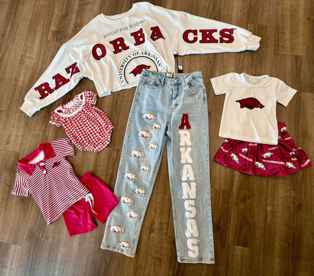 Women and kids University of Arkansas clothing sets
